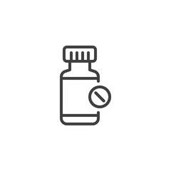 Medicine bottle line icon. linear style sign for mobile concept and web design. Medical pill bottle outline vector icon. Symbol, logo illustration. Vector graphics
