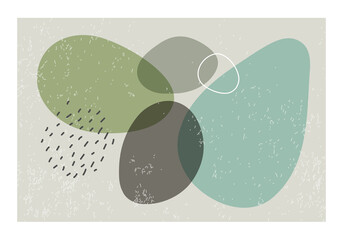 Minimalist design horizontal background with abstract organic shapes composition