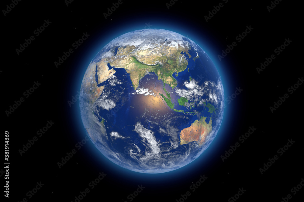 Leinwandbilder blue planet earth globe view from space. elements of this image furnished by nasa. 3d rendering