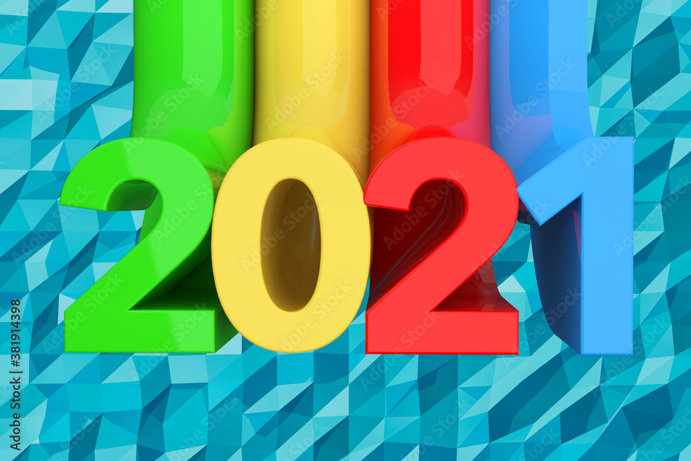 Poster abstract new 2021 year sign. 3d rendering