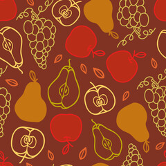Vector fall fruit repeat pattern background