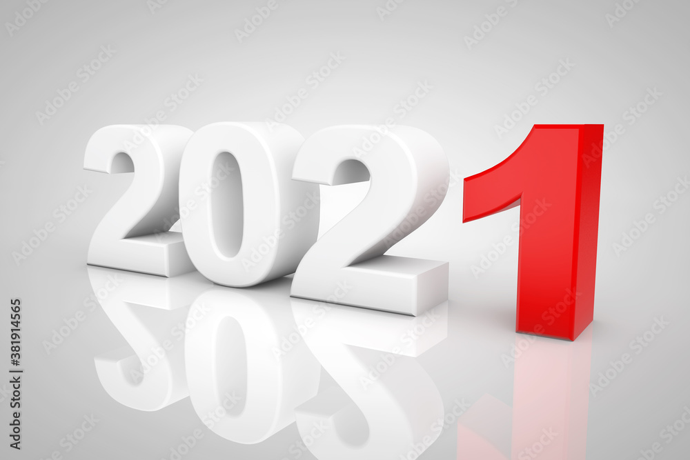 Aufkleber new year 2021 3d sign. 3d rendering