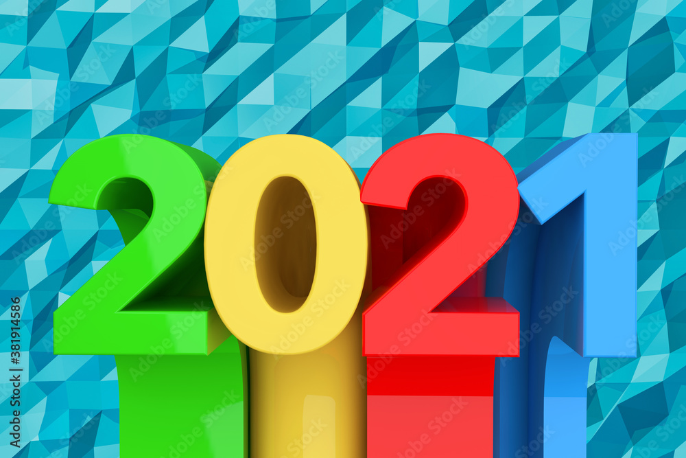Poster abstract new 2021 year sign. 3d rendering
