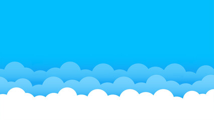 Clouds on top blue sky landscape outdoor flat cartoon design style vector background