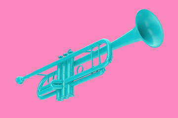Blue Trumpet as Duotone Style. 3d Rendering