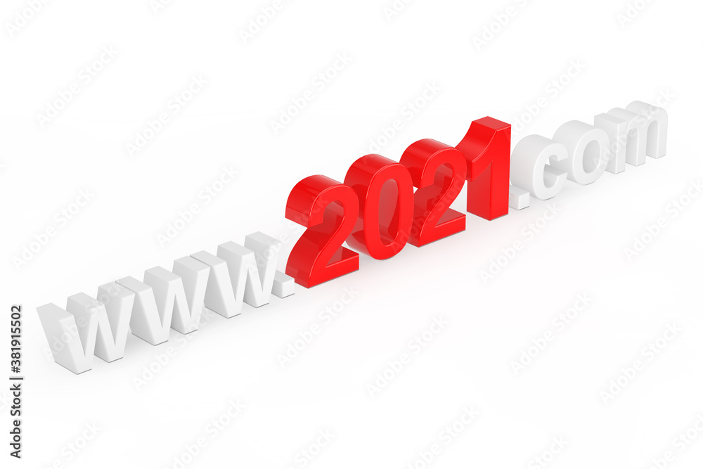 Poster 2021 New Year Concept. WWW 2021 Com Site Name. 3d Rendering