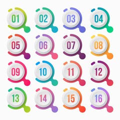 Number bullet point colorful gradient with text box vector element design