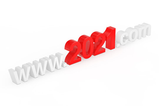 2021 New Year Concept. WWW 2021 Com Site Name. 3d Rendering