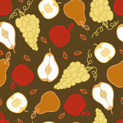 Vector autumn fruits repeat pattern background