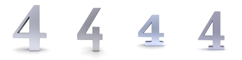 4 four number silver 3d sign