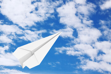 Fototapeta na wymiar White Origami Paper Airplane. 3d Rendering