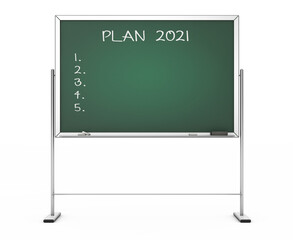 Obraz premium Blackboard with the Phrase Plan 2021. 3d Rendering