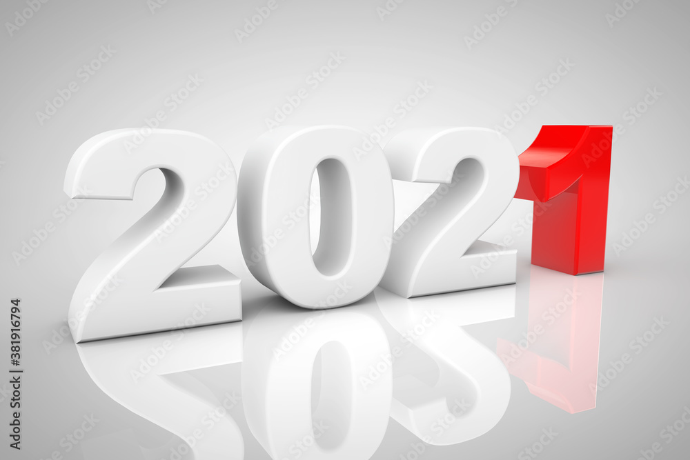 Aufkleber new year 2021 3d sign. 3d rendering