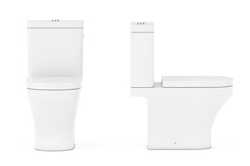 Modern White Ceramic Toilet Bowl. 3d Rendering