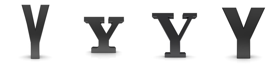 Y letter black sign 3d