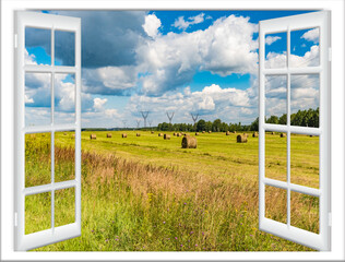 open window overlooking the field