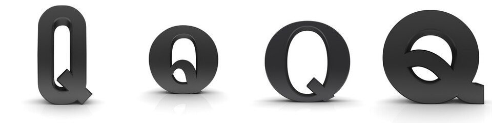 Q letter black sign 3d rendering
