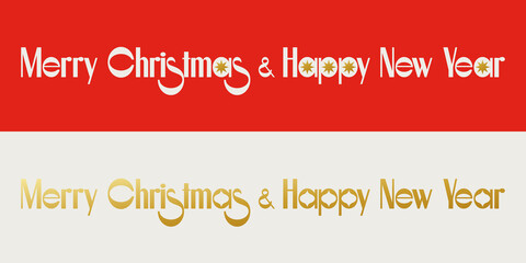 Elegant greeting card with calligraphic lettering of merry Christmas and happy New Year