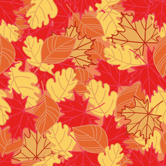 Vector autumn leaves repeat pattern background