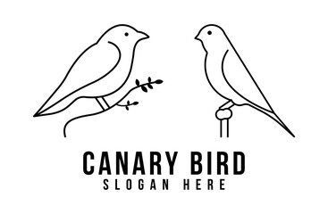 Fototapeta premium line art canary bird on root logo vector icon illustration