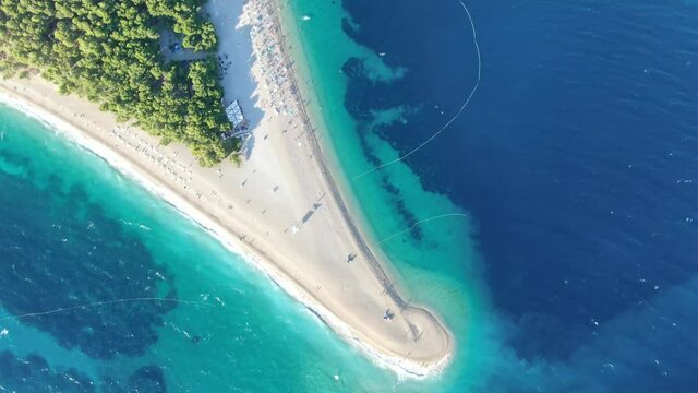Aerial view of Zlatni Rat (Golden Horn) beach on Brac island, Croatia