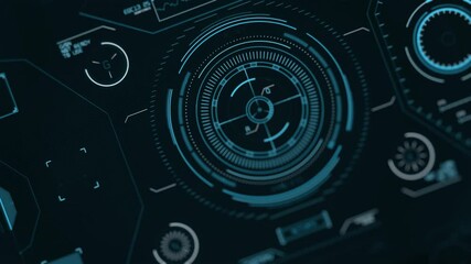 HUD circle interfaces. Multicolored perspective Hi-tech futuristic display. Hologram button. Head-up Display Computer Data. Futuristic intro. - Powered by Adobe