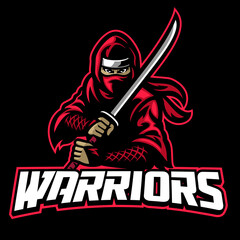 ninja warrior mascot hold the sword © bazzier