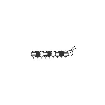 Vector insect icon, a caterpillar. Hand drawn minimal illustration.