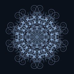 An abstract blue circular shape mandala background image.