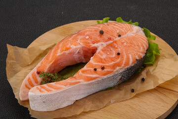 Raw salmon steak - ready for grill