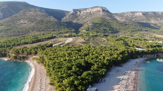 Aerial view of Zlatni Rat (Golden Horn) beach on Brac island, Croatia