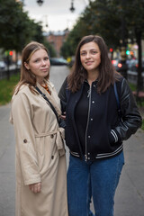 Fototapeta premium two girls on a walk in the city.