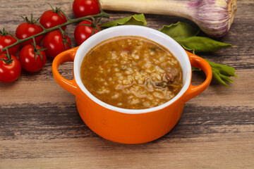 Caucasian Kharcho soup with beef meat
