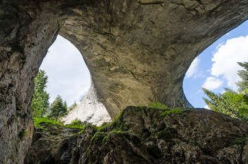Fototapeta na wymiar Rock formations in the Rhodopes in Bulgaria called the Marvelous Bridges