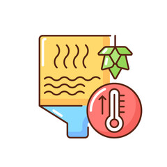 Boiling RGB color icon. Heating liquid in industrial barrel. Brewery automated production. Hops fermentation for beer. Temperature for brewing. Manufacturing process. Isolated vector illustration