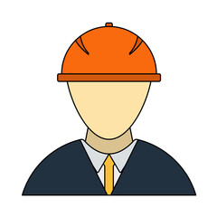 Icon Of Construction Worker Head In Helmet