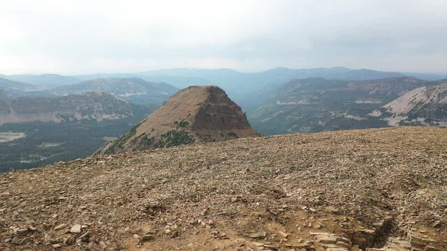 Aerial View of Uinta Mountain North Slope, Bald Mountain Peak and Scenic Valley.Popular Hiking Trail in National Forest, Utah USA