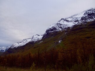 Scenic road in Norway on autumn day