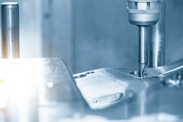 The CNC milling machine rough cutting  the injection mold parts by indexable  endmill tools. The...