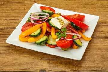 Traditional Greek salad with feta cheese