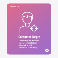 Customer target thin line icon. Optimization of audience. Market strategy. Vector illustration.