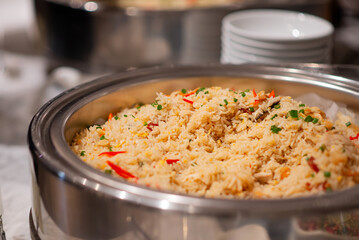 big fried rice portion on catering