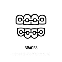 Orthodontics thin line icon. Braces, tooth correction. Dentistry. Vector illustration.