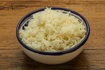 Steamed basmati rice in the bowl