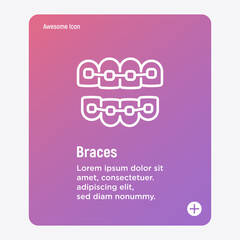 Orthodontics thin line icon. Braces, tooth correction. Dentistry. Vector illustration.