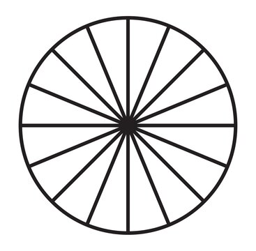 Circle pie chart, pie diagram icon from 2 to 20 sections. Simple, basic infochart, infographic template. Segmented circles, circular diagram, chart icon