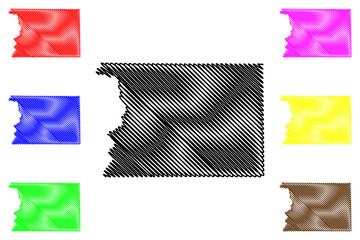 Sioux County, Iowa (U.S. county, United States of America, USA, U.S., US) map vector illustration, scribble sketch Sioux map