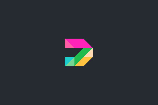 Minimal Geometrical Abstract Letter D Dark Background Logo Template
