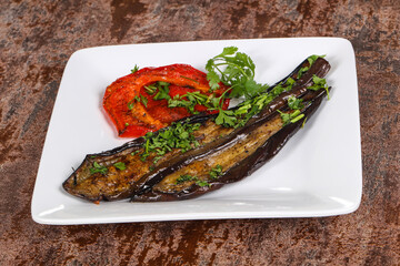 Grilled eggplant with bell pepper