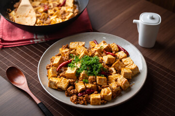 mapo tofu. traditional spicy chinese food